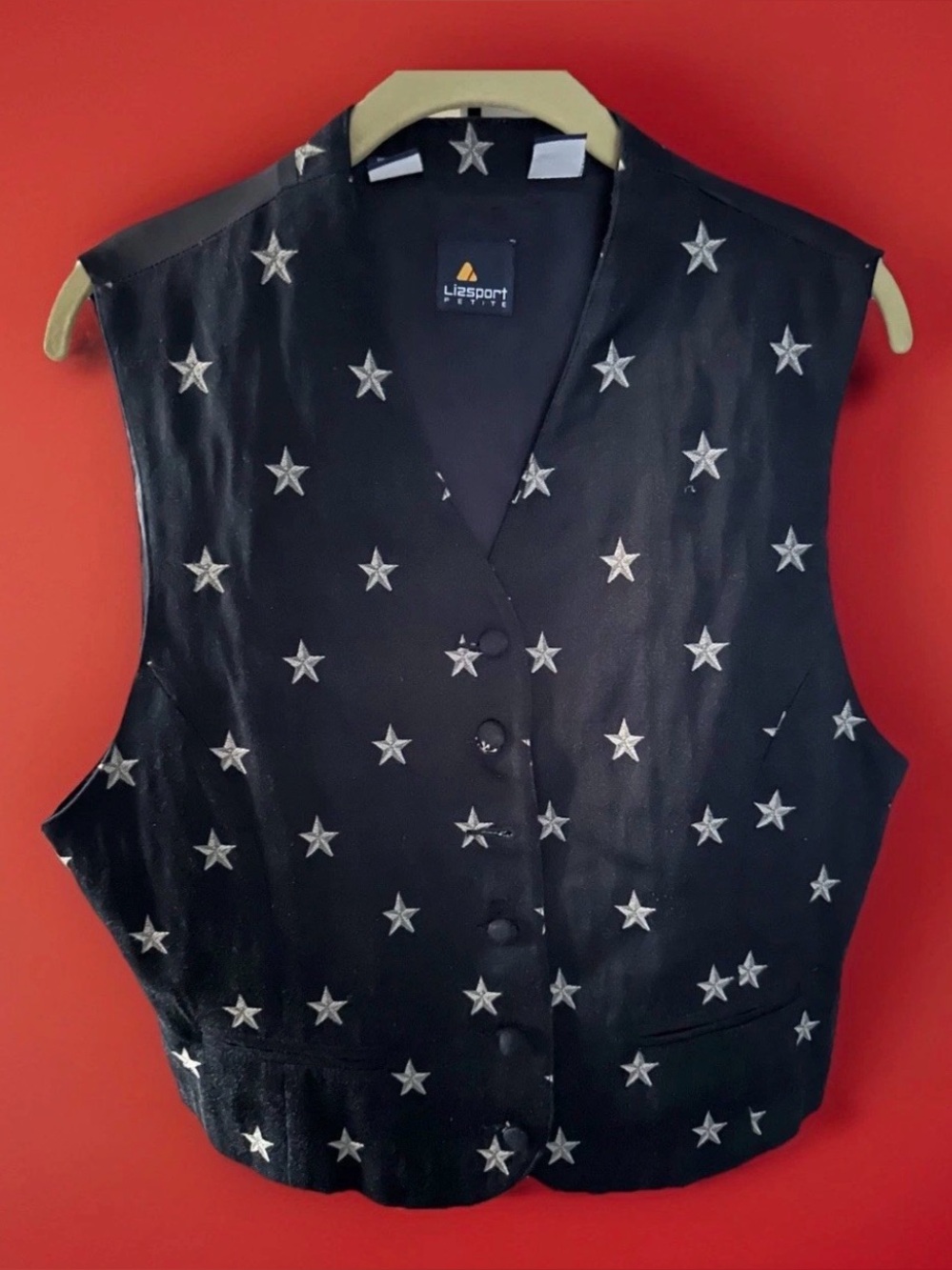 Vintage Liz Claiborne Sport 90’s Embroidered Stars Patriotic Vest Size 14P